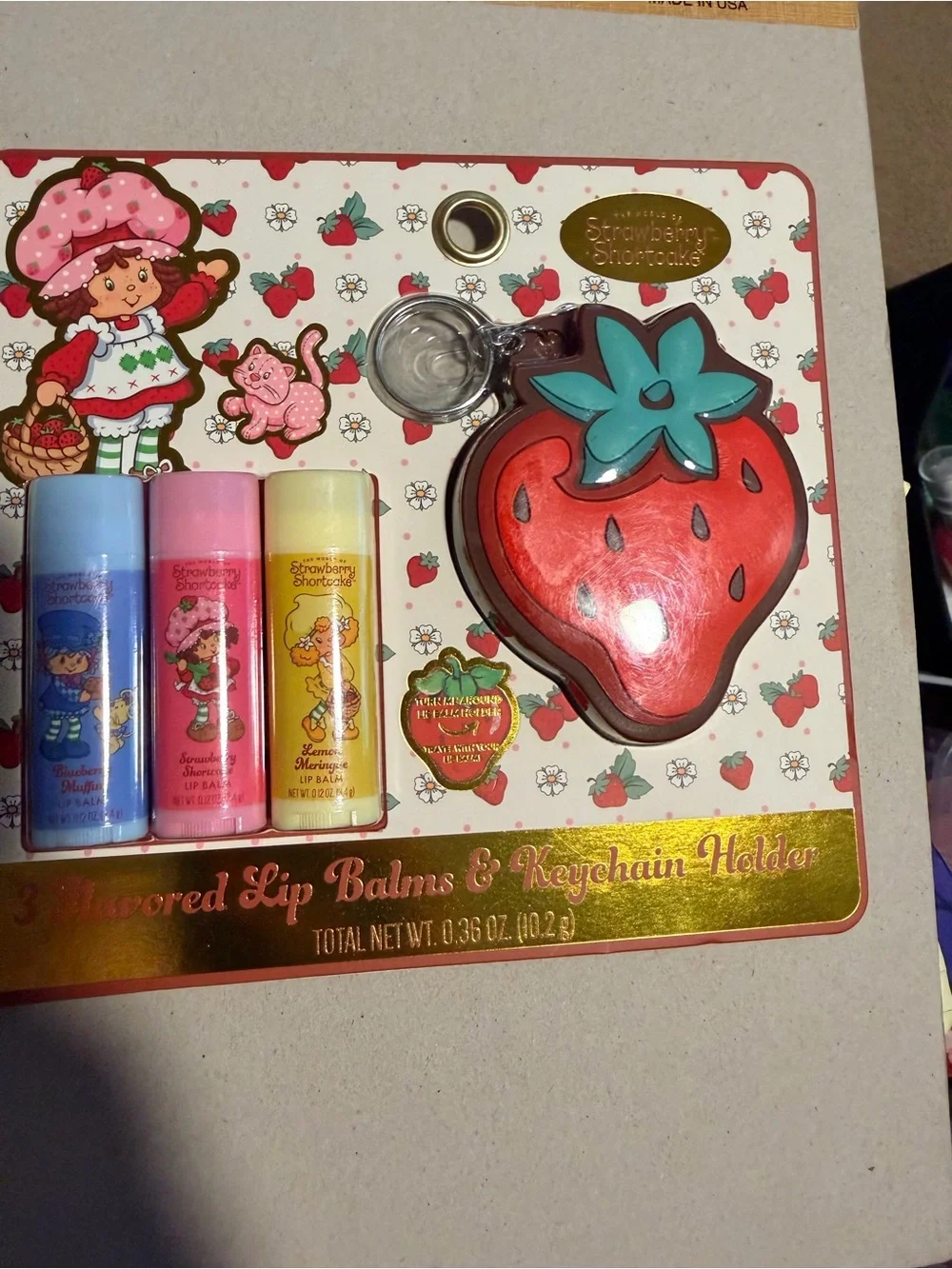 Red Strawberry Keychain/lipbalm holder NWT A76